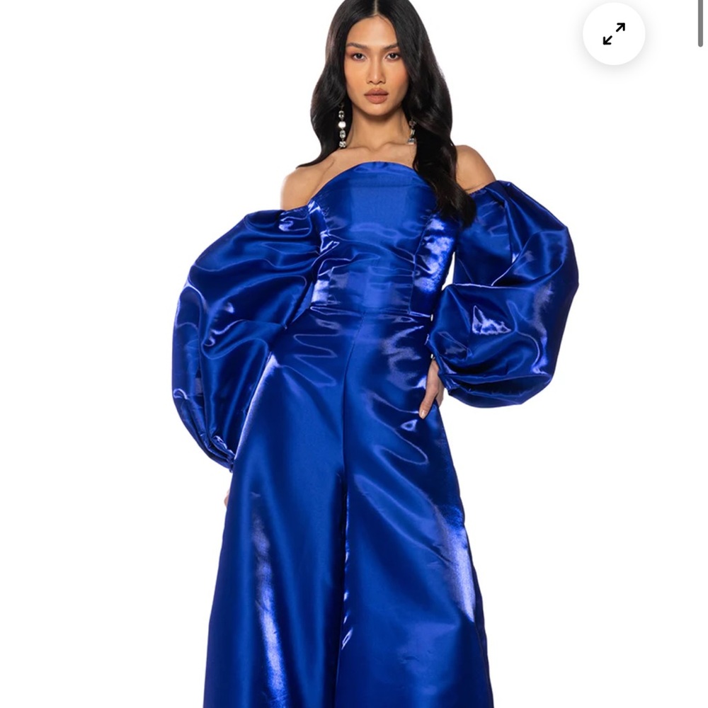 AKIRA Blue Puff Sleeve Jumpsuit